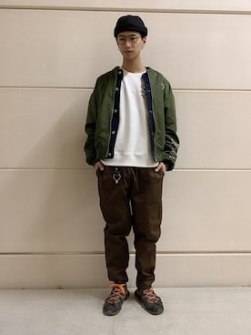 「WEGO（ウィゴー）のアイテム（MA-1）」を使った、WEGOさん（メンズ・180cm）の冬コーディネート