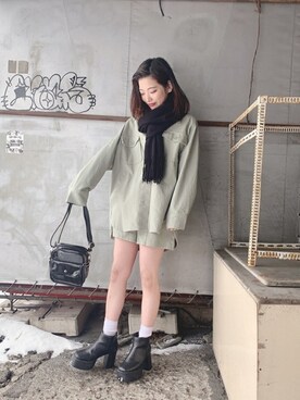 「キュロット」｜「アイテム（ミリタリージャケット）」を使った、WEGOさん（レディース・155cm）の冬コーディネート