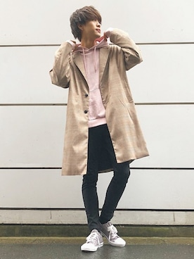 「WEGO（ウィゴー）のアイテム（チェスターコート）」を使った、WEGOさん（メンズ・180cm）の冬コーディネート