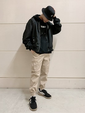 「WEGO（ウィゴー）のアイテム（MA-1）」を使った、WEGOさん（メンズ・180cm）の冬コーディネート