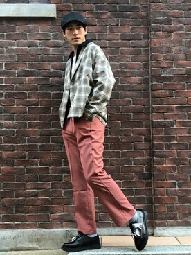 「おでかけ」｜「アイテム（ハンチング/ベレー帽）」を使った、WEGOさん（メンズ・177cm）の冬コーディネート