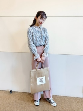 「シア―ブラウス」｜「アイテム（スラックス）」を使った、WEGOさん（レディース・158cm）の冬コーディネート