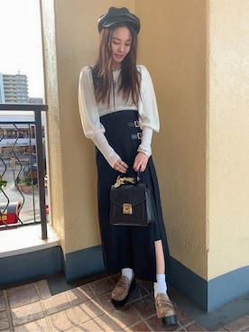 「スクエアトゥ」｜「アイテム（キャスケット）」を使った、WEGOさん（レディース・152cm）の冬コーディネート