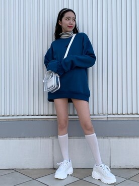 「タートルネックカットソー」｜「アイテム（スウェット）」を使った、WEGOさん（レディース・160cm）の冬コーディネート