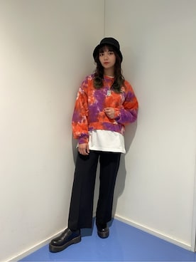 「センタープレスパンツ」｜「アイテム（その他シューズ）」を使った、WEGOさん（レディース・155cm）の春コーディネート