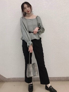 「ビット付きローファー」｜WEGOさん（レディース・165cm）の春コーディネート