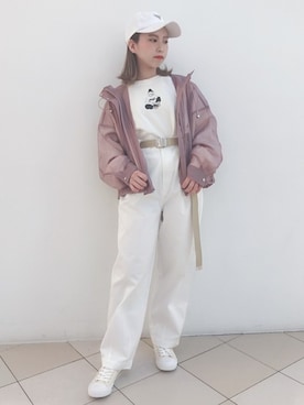 「ワイドテーパードパンツ」｜「アイテム（ジャケット/アウター）」を使った、WEGOさん（レディース・146cm）の春コーディネート