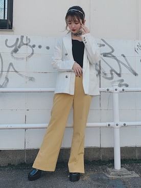 「スリットパンツ」｜「アイテム（財布/小物）」を使った、WEGOさん（レディース・152cm）の春コーディネート