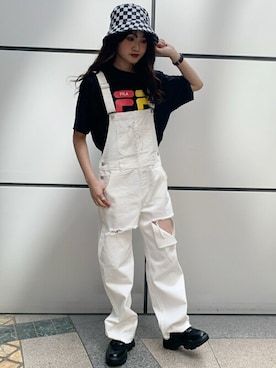 「FILA」｜「アイテム（オールインワン・サロペット）」を使った、WEGOさん（レディース・161cm）の春コーディネート