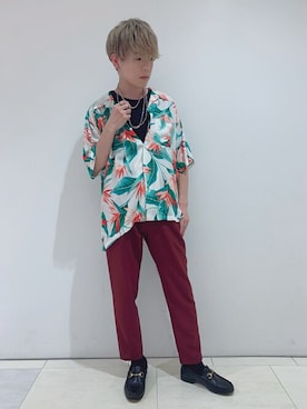 「リラックスパンツ」｜「アイテム（スラックス）」を使った、WEGOさん（メンズ・170cm）の夏コーディネート