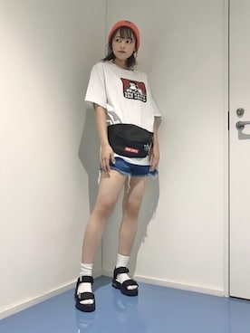 「BEN DAVIS（ベンデイビス）のアイテム（帽子）」を使った、WEGOさん（レディース・163cm）の夏コーディネート