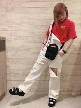 「ベンデイビス」｜「アイテム（オールインワン・サロペット）」を使った、WEGOさん（レディース・157cm）の夏コーディネート