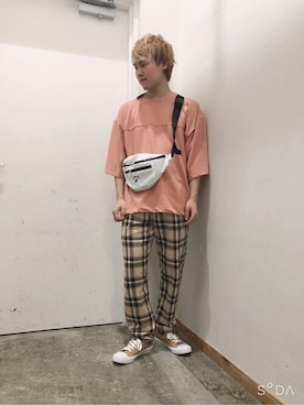 「KANGOL（カンゴール）のアイテム（バッグ）」を使った、WEGOさん（メンズ・165cm）の夏コーディネート