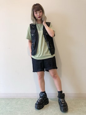 「ピスタチオ」｜「アイテム（チノパンツ）」を使った、WEGOさん（レディース・163cm）の夏コーディネート