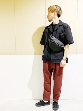 「リラックスパンツ」｜「アイテム（スラックス）」を使った、WEGOさん（メンズ・170cm）の夏コーディネート