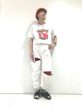 「ニットキャップ」｜「アイテム（スラックス）」を使った、WEGOさん（メンズ・176cm）の夏コーディネート