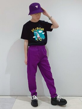 「Guess（ゲス）のアイテム（ハット）」を使った、WEGOさん（メンズ・170cm）の夏コーディネート