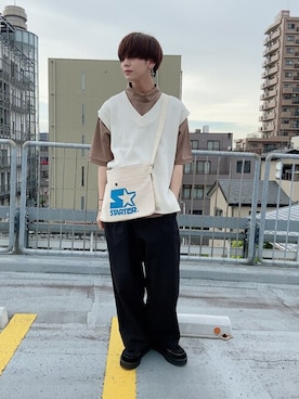 「STARTER（スターター）のアイテム（バッグ）」を使った、WEGOさん（メンズ・172cm）の夏コーディネート