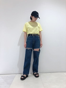 「ベルトサンダル」｜「アイテム（帽子）」を使った、WEGOさん（レディース・158cm）の夏コーディネート