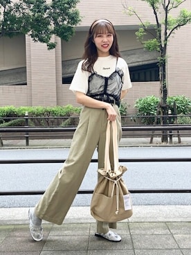 「スタッズベルト」｜WEGOさん（レディース・157cm）の夏コーディネート