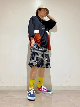 「CONVERSE（コンバース）のアイテム（帽子）」を使った、WEGOさん（メンズ・162cm）の夏コーディネート