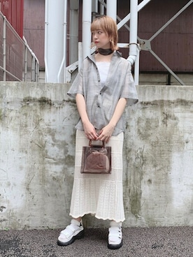 「透かし編みニット」｜「アイテム（財布/小物）」を使った、WEGOさん（レディース・170cm）の夏コーディネート