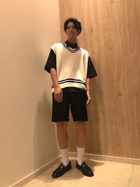 「Dickies（ディッキーズ）のアイテム（ハンチング/ベレー帽）」を使った、WEGOさん（メンズ・184cm）の夏コーディネート