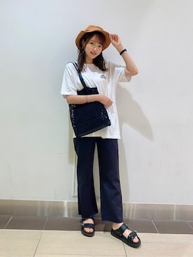 「ベルトサンダル」｜「アイテム（帽子）」を使った、WEGOさん（レディース・159cm）の夏コーディネート