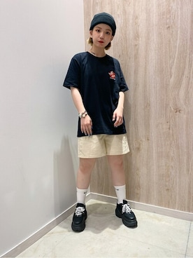 「キュロット」｜「アイテム（ニットキャップ/ビーニー）」を使った、WEGOさん（レディース・152cm）の夏コーディネート