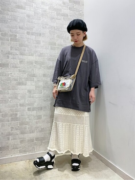 「ベルトサンダル」｜「アイテム（ハンチング/ベレー帽）」を使った、WEGOさん（レディース・152cm）の夏コーディネート