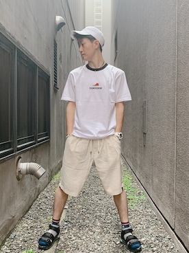 「CONVERSE（コンバース）のアイテム（トップス）」を使った、WEGOさん（メンズ・177cm）の夏コーディネート