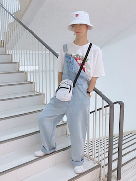 「WEGO（ウィゴー）のアイテム（サロペット/オーバーオール）」を使った、WEGOさん（メンズ・165cm）の夏コーディネート