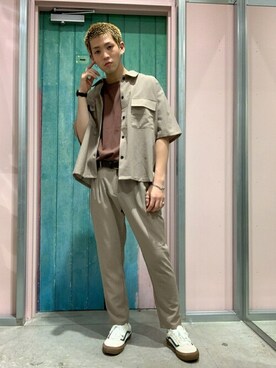 「リラックスパンツ」｜「アイテム（スラックス）」を使った、WEGOさん（メンズ・178cm）の夏コーディネート
