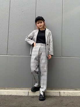 「グレンチェック」｜「アイテム（キャスケット）」を使った、WEGOさん（レディース・160cm）の夏コーディネート