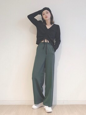 「ニットキャップ」｜「アイテム（スラックス）」を使った、WEGOさん（レディース・160cm）の秋コーディネート