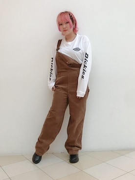 「ディッキーズ(Dickies)」｜「アイテム（サロペット/オーバーオール）」を使った、WEGOさん（レディース・158cm）の秋コーディネート