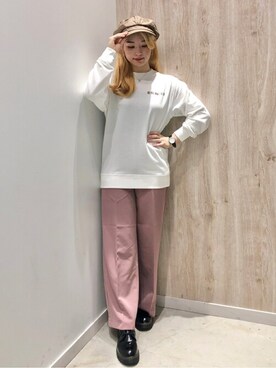 「センタープレスパンツ」｜「アイテム（キャスケット）」を使った、WEGOさん（レディース・155cm）の秋コーディネート