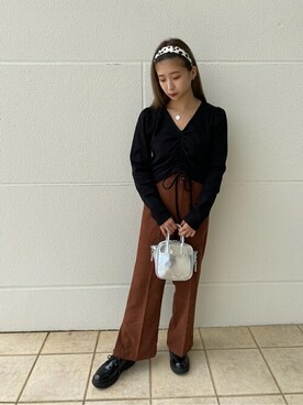 「WEGO（ウィゴー）のWEGO/ワイドカチューシャ（カチューシャ）」を使った、WEGOさん（レディース・154cm）の秋コーディネート