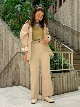 「スラックスパンツ」｜「アイテム（ミリタリージャケット）」を使った、WEGOさん（レディース・163cm）の秋コーディネート