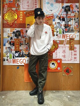 「FILA（フィラ）のアイテム（スニーカー）」を使った、WEGOさん（メンズ・177cm）の秋コーディネート