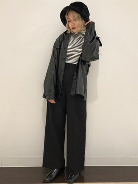 「センタープレスパンツ」｜「アイテム（ミリタリージャケット）」を使った、WEGOさん（レディース・158cm）の秋コーディネート