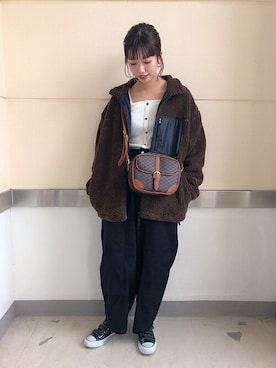 「ミニショルダー」｜「アイテム（ブルゾン）」を使った、WEGOさん（レディース・163cm）の秋コーディネート