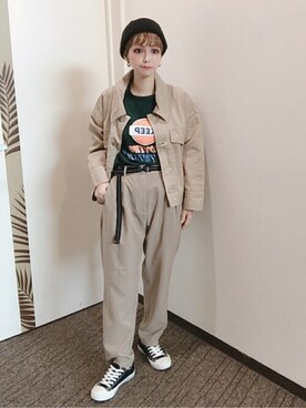 「ステッチ」｜「アイテム（その他アウター）」を使った、WEGOさん（レディース・153cm）の秋コーディネート