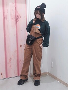 「BEN DAVIS（ベンデイビス）のアイテム（帽子）」を使った、WEGOさん（レディース・149cm）の秋コーディネート