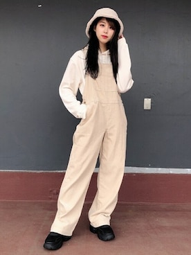 「リバーシブル」｜「アイテム（サロペット/オーバーオール）」を使った、WEGOさん（レディース・161cm）の秋コーディネート