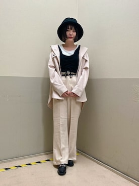 「センタープレスパンツ」｜「アイテム（ブルゾン）」を使った、WEGOさん（レディース・155cm）の秋コーディネート