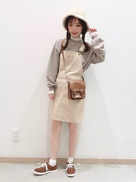 「リバーシブル」｜「アイテム（ジャンパースカート）」を使った、WEGOさん（レディース・153cm）の秋コーディネート