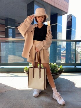 「リブT」｜「アイテム（ブルゾン）」を使った、WEGOさん（レディース・158cm）の秋コーディネート