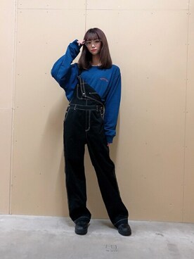 「ストリートカジュアル」｜「アイテム（オールインワン・サロペット）」を使った、WEGOさん（レディース・158cm）の秋コーディネート