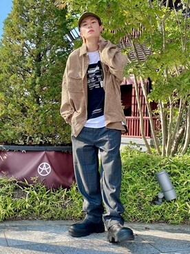 「Champion（チャンピオン）のアイテム（帽子）」を使った、WEGOさん（メンズ・162cm）の秋コーディネート